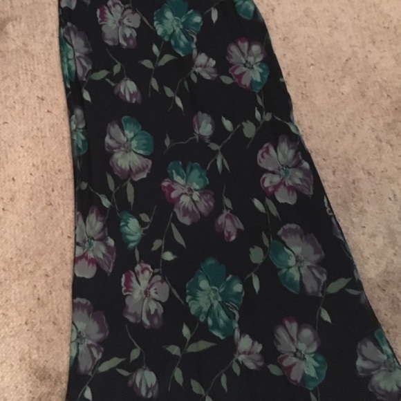 FLORAL LONG / LINED FLORAL SKIRT- SILK - Picture 1 of 4